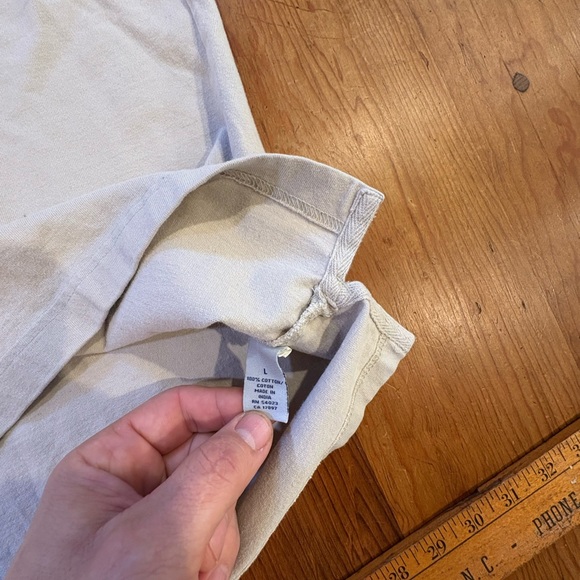 Old Navy Rugby Shirt Mens Large Beige Long Sleeve Heavy Cotton Henley Casual - Picture 6 of 10